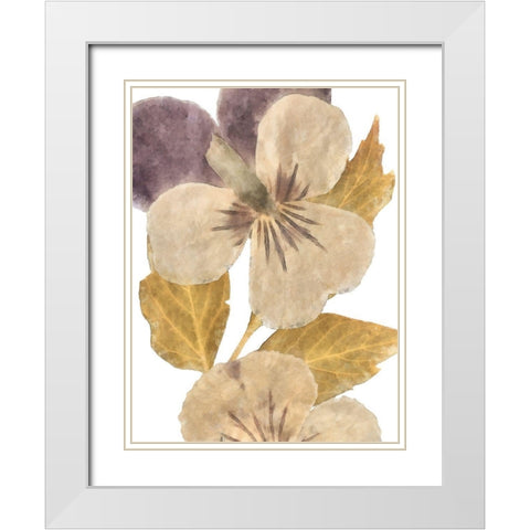 Neutral Pansy I White Modern Wood Framed Art Print with Double Matting by Saunders, Alonzo