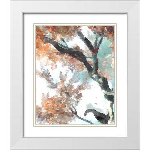 Fall Tree II White Modern Wood Framed Art Print with Double Matting by Saunders, Alonzo