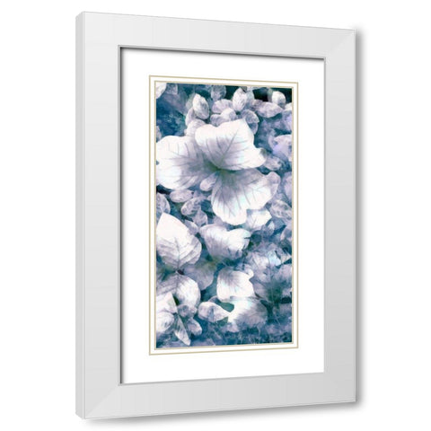 Blue Shaded Leaves V White Modern Wood Framed Art Print with Double Matting by Saunders, Alonzo