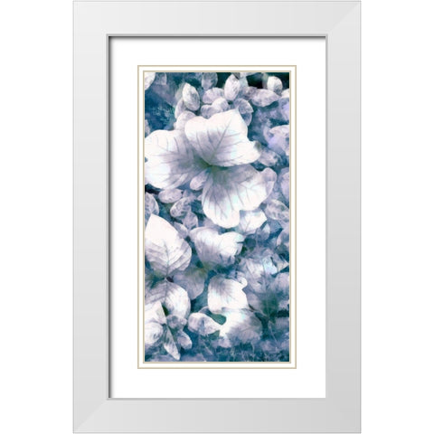 Blue Shaded Leaves V White Modern Wood Framed Art Print with Double Matting by Saunders, Alonzo