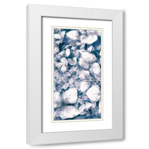 Blue Shaded Leaves VI White Modern Wood Framed Art Print with Double Matting by Saunders, Alonzo