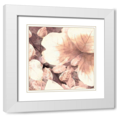 Blush Shaded Leaves I White Modern Wood Framed Art Print with Double Matting by Saunders, Alonzo