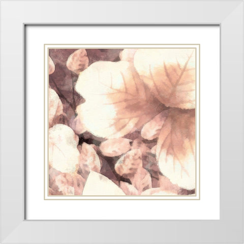 Blush Shaded Leaves I White Modern Wood Framed Art Print with Double Matting by Saunders, Alonzo