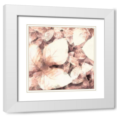 Blush Shaded Leaves II White Modern Wood Framed Art Print with Double Matting by Saunders, Alonzo