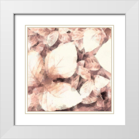 Blush Shaded Leaves II White Modern Wood Framed Art Print with Double Matting by Saunders, Alonzo