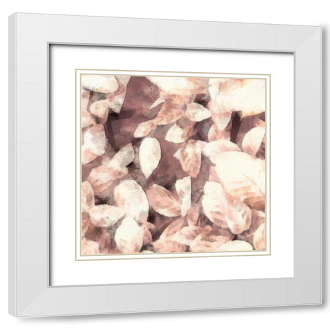 Blush Shaded Leaves III White Modern Wood Framed Art Print with Double Matting by Saunders, Alonzo