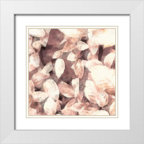 Blush Shaded Leaves III White Modern Wood Framed Art Print with Double Matting by Saunders, Alonzo