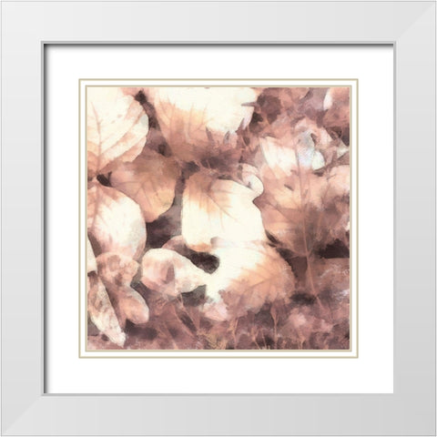 Blush Shaded Leaves IV White Modern Wood Framed Art Print with Double Matting by Saunders, Alonzo