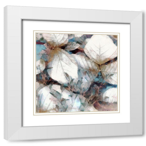 Neutral Summer Leaves I White Modern Wood Framed Art Print with Double Matting by Saunders, Alonzo