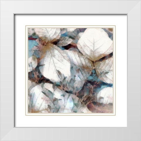 Neutral Summer Leaves I White Modern Wood Framed Art Print with Double Matting by Saunders, Alonzo