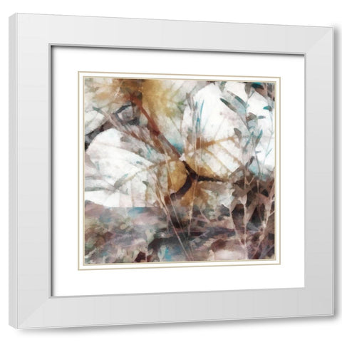 Neutral Summer Leaves II White Modern Wood Framed Art Print with Double Matting by Saunders, Alonzo