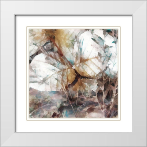 Neutral Summer Leaves II White Modern Wood Framed Art Print with Double Matting by Saunders, Alonzo