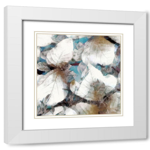 Neutral Summer Leaves III White Modern Wood Framed Art Print with Double Matting by Saunders, Alonzo