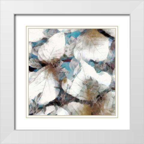 Neutral Summer Leaves III White Modern Wood Framed Art Print with Double Matting by Saunders, Alonzo