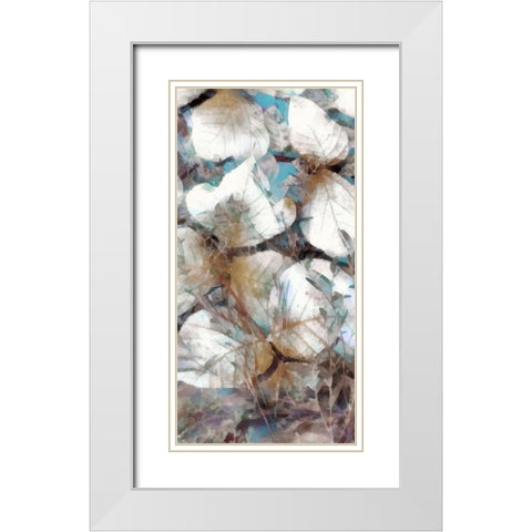 Neutral Summer Leaves IV White Modern Wood Framed Art Print with Double Matting by Saunders, Alonzo