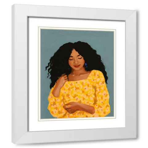 Figure in Yellow Dress White Modern Wood Framed Art Print with Double Matting by Barnes, Victoria