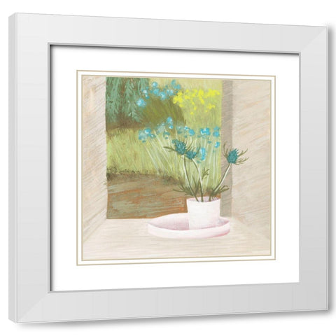 Window Plants I White Modern Wood Framed Art Print with Double Matting by Wang, Melissa