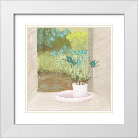 Window Plants I White Modern Wood Framed Art Print with Double Matting by Wang, Melissa