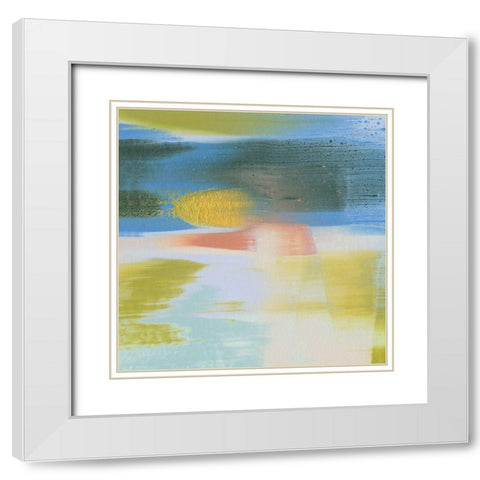 Rainbow Scrape I White Modern Wood Framed Art Print with Double Matting by Caroline, Emma
