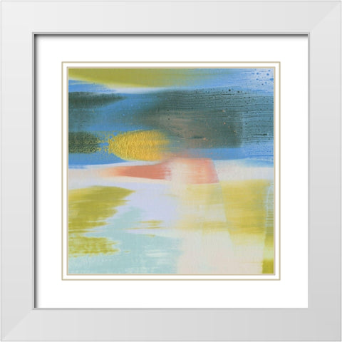 Rainbow Scrape I White Modern Wood Framed Art Print with Double Matting by Caroline, Emma