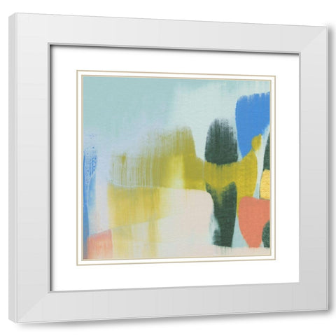 Rainbow Scrape III White Modern Wood Framed Art Print with Double Matting by Caroline, Emma