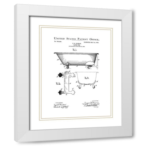 Bath Time Patents I White Modern Wood Framed Art Print with Double Matting by Studio W