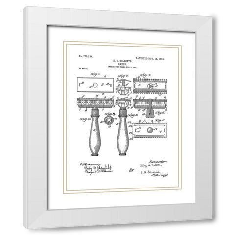 Bath Time Patents III White Modern Wood Framed Art Print with Double Matting by Studio W