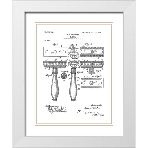 Bath Time Patents III White Modern Wood Framed Art Print with Double Matting by Studio W