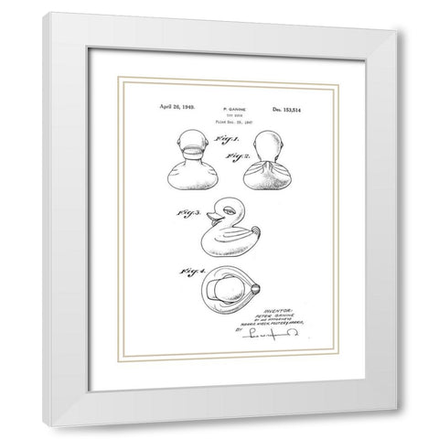 Bath Time Patents IV White Modern Wood Framed Art Print with Double Matting by Studio W