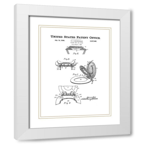 Bath Time Patents V White Modern Wood Framed Art Print with Double Matting by Studio W