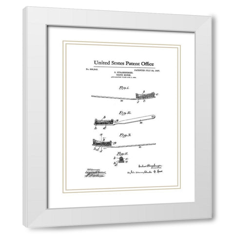 Bath Time Patents VII White Modern Wood Framed Art Print with Double Matting by Studio W