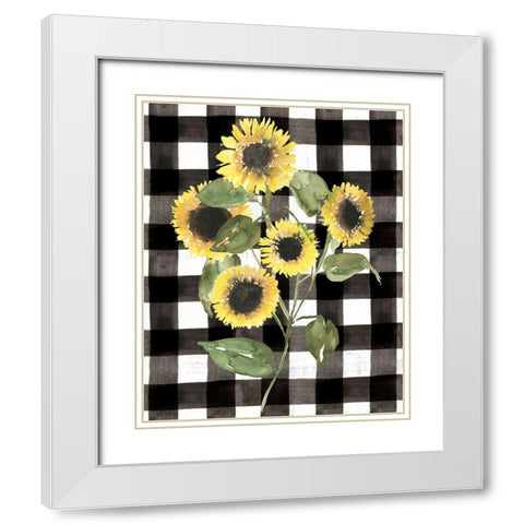 Buffalo Check Sunflower II White Modern Wood Framed Art Print with Double Matting by Goldberger, Jennifer