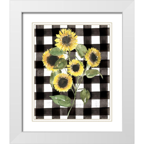 Buffalo Check Sunflower II White Modern Wood Framed Art Print with Double Matting by Goldberger, Jennifer