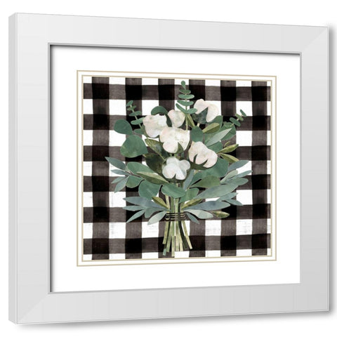 Buffalo Check Cut Paper Bouquet I White Modern Wood Framed Art Print with Double Matting by Barnes, Victoria