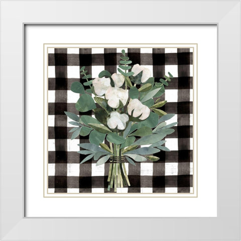 Buffalo Check Cut Paper Bouquet I White Modern Wood Framed Art Print with Double Matting by Barnes, Victoria