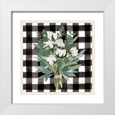 Buffalo Check Cut Paper Bouquet II White Modern Wood Framed Art Print with Double Matting by Barnes, Victoria