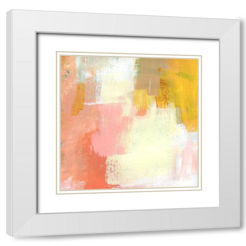 Yellow and Blush I White Modern Wood Framed Art Print with Double Matting by Barnes, Victoria