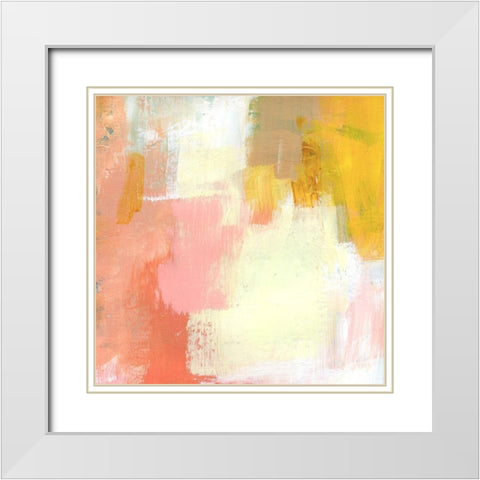 Yellow and Blush I White Modern Wood Framed Art Print with Double Matting by Barnes, Victoria