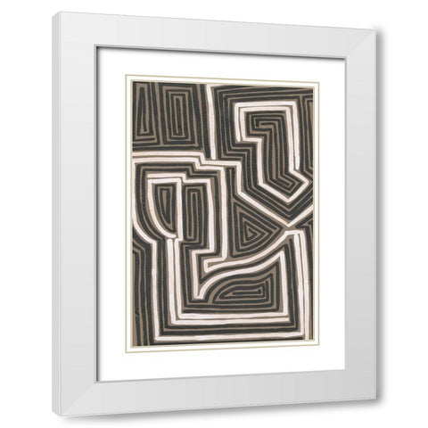 Abstract Maze I White Modern Wood Framed Art Print with Double Matting by Moore, Regina