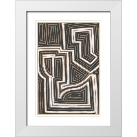 Abstract Maze I White Modern Wood Framed Art Print with Double Matting by Moore, Regina