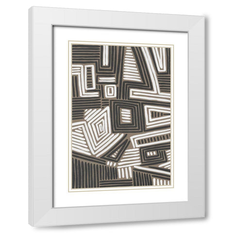 Abstract Maze II White Modern Wood Framed Art Print with Double Matting by Moore, Regina