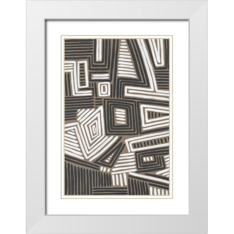 Abstract Maze II White Modern Wood Framed Art Print with Double Matting by Moore, Regina