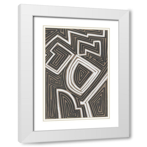 Abstract Maze III White Modern Wood Framed Art Print with Double Matting by Moore, Regina
