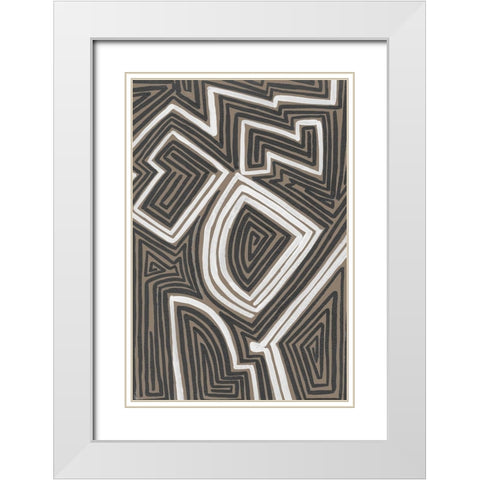 Abstract Maze III White Modern Wood Framed Art Print with Double Matting by Moore, Regina