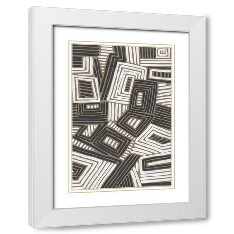 Abstract Maze IV White Modern Wood Framed Art Print with Double Matting by Moore, Regina