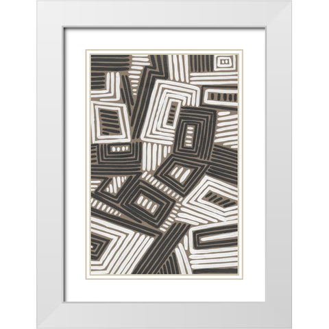 Abstract Maze IV White Modern Wood Framed Art Print with Double Matting by Moore, Regina