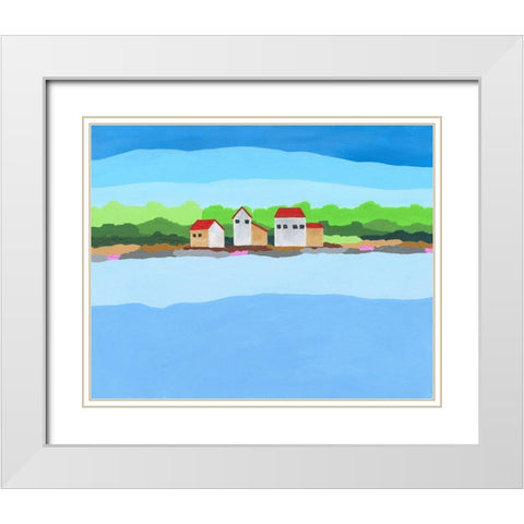 Red Roof Landscape I White Modern Wood Framed Art Print with Double Matting by Moore, Regina