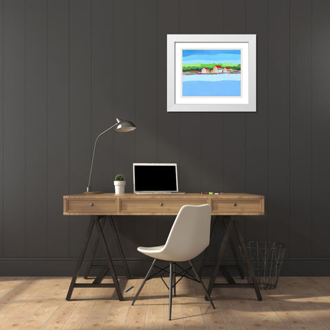 Red Roof Landscape II White Modern Wood Framed Art Print with Double Matting by Moore, Regina