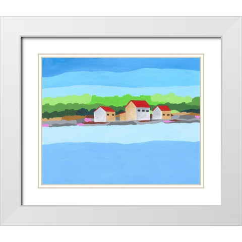 Red Roof Landscape II White Modern Wood Framed Art Print with Double Matting by Moore, Regina