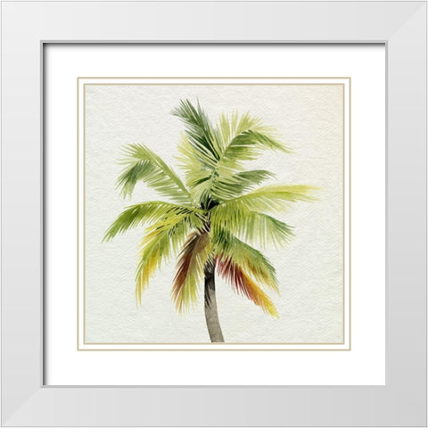 Coco Watercolor Palm I White Modern Wood Framed Art Print with Double Matting by Popp, Grace